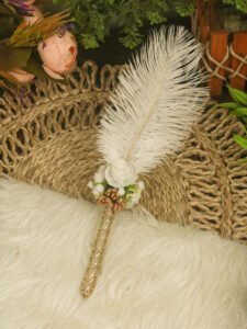 Elegant Golden Feather Pen for Wedding & Nikah Signing | Luxury Gift Pen