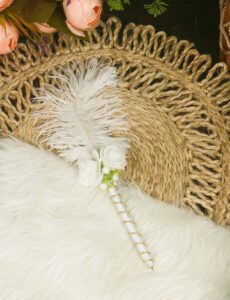 Elegant Golden Feather Pen for Wedding & Nikah Signing | Luxury Gift Pen
