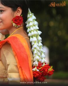 Gaye Holud Bridal Hair Garland – ফুলে সাজানো চুলের ব্যাকপিস Gaye Holud Jewelry